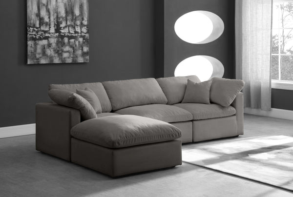Plush Velvet / Down / Engineered Wood / Foam Contemporary Grey Velvet Standard Cloud-Like Comfort Modular Sectional - 105" W x 70" D x 32" H