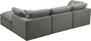 Plush Velvet / Down / Engineered Wood / Foam Contemporary Grey Velvet Standard Cloud-Like Comfort Modular Sectional - 105" W x 70" D x 32" H