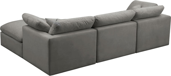 Plush Velvet / Down / Engineered Wood / Foam Contemporary Grey Velvet Standard Cloud-Like Comfort Modular Sectional - 105" W x 70" D x 32" H