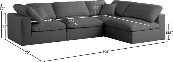 Plush Velvet / Down / Engineered Wood / Foam Contemporary Grey Velvet Standard Cloud-Like Comfort Modular Sectional - 105" W x 70" D x 32" H