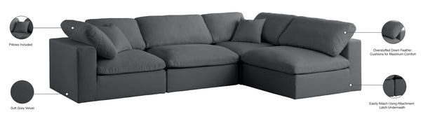 Plush Velvet / Down / Engineered Wood / Foam Contemporary Grey Velvet Standard Cloud-Like Comfort Modular Sectional - 105" W x 70" D x 32" H
