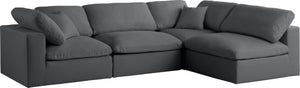 Plush Velvet / Down / Engineered Wood / Foam Contemporary Grey Velvet Standard Cloud-Like Comfort Modular Sectional - 105" W x 70" D x 32" H