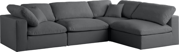 Plush Velvet / Down / Engineered Wood / Foam Contemporary Grey Velvet Standard Cloud-Like Comfort Modular Sectional - 105" W x 70" D x 32" H