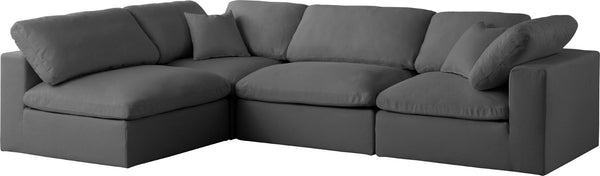 Plush Velvet / Down / Engineered Wood / Foam Contemporary Grey Velvet Standard Cloud-Like Comfort Modular Sectional - 105" W x 70" D x 32" H