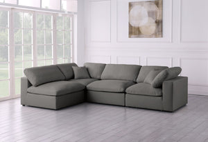Plush Velvet / Down / Engineered Wood / Foam Contemporary Grey Velvet Standard Cloud-Like Comfort Modular Sectional - 105" W x 70" D x 32" H