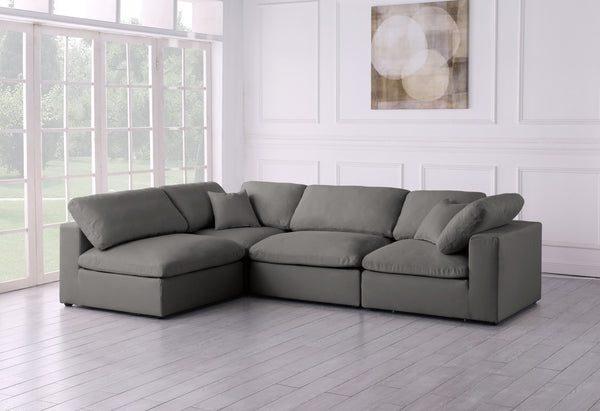 Plush Velvet / Down / Engineered Wood / Foam Contemporary Grey Velvet Standard Cloud-Like Comfort Modular Sectional - 105" W x 70" D x 32" H