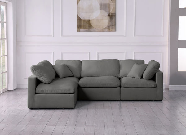 Plush Velvet / Down / Engineered Wood / Foam Contemporary Grey Velvet Standard Cloud-Like Comfort Modular Sectional - 105" W x 70" D x 32" H
