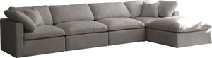 Plush Velvet / Down / Engineered Wood / Foam Contemporary Grey Velvet Standard Cloud-Like Comfort Modular Sectional - 140" W x 70" D x 32" H