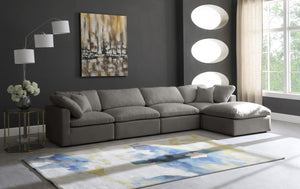 Plush Velvet / Down / Engineered Wood / Foam Contemporary Grey Velvet Standard Cloud-Like Comfort Modular Sectional - 140" W x 70" D x 32" H
