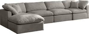 Plush Velvet / Down / Engineered Wood / Foam Contemporary Grey Velvet Standard Cloud-Like Comfort Modular Sectional - 140" W x 70" D x 32" H