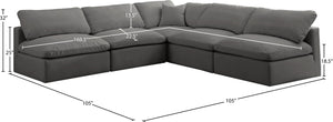Plush Velvet / Down / Engineered Wood / Foam Contemporary Grey Velvet Standard Cloud-Like Comfort Modular Sectional - 105" W x 105" D x 32" H