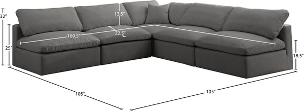 Plush Velvet / Down / Engineered Wood / Foam Contemporary Grey Velvet Standard Cloud-Like Comfort Modular Sectional - 105" W x 105" D x 32" H