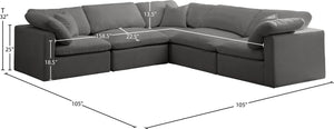 Plush Velvet / Down / Engineered Wood / Foam Contemporary Grey Velvet Standard Cloud-Like Comfort Modular Sectional - 105" W x 105" D x 32" H