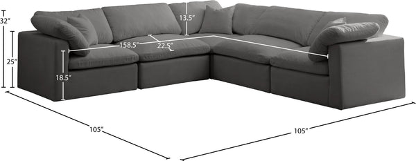 Plush Velvet / Down / Engineered Wood / Foam Contemporary Grey Velvet Standard Cloud-Like Comfort Modular Sectional - 105" W x 105" D x 32" H