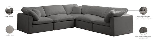 Plush Velvet / Down / Engineered Wood / Foam Contemporary Grey Velvet Standard Cloud-Like Comfort Modular Sectional - 105" W x 105" D x 32" H