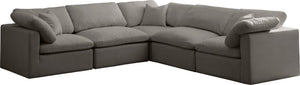 Plush Velvet / Down / Engineered Wood / Foam Contemporary Grey Velvet Standard Cloud-Like Comfort Modular Sectional - 105" W x 105" D x 32" H