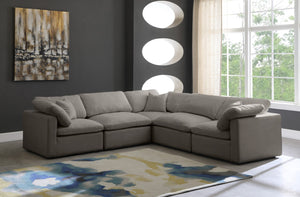Plush Velvet / Down / Engineered Wood / Foam Contemporary Grey Velvet Standard Cloud-Like Comfort Modular Sectional - 105" W x 105" D x 32" H