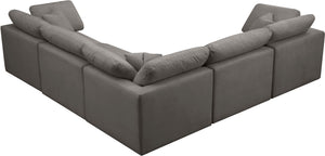 Plush Velvet / Down / Engineered Wood / Foam Contemporary Grey Velvet Standard Cloud-Like Comfort Modular Sectional - 105" W x 105" D x 32" H