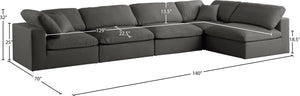 Plush Velvet / Down / Engineered Wood / Foam Contemporary Grey Velvet Standard Cloud-Like Comfort Modular Sectional - 140" W x 70" D x 32" H