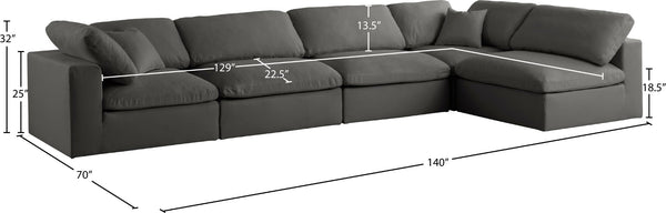 Plush Velvet / Down / Engineered Wood / Foam Contemporary Grey Velvet Standard Cloud-Like Comfort Modular Sectional - 140" W x 70" D x 32" H