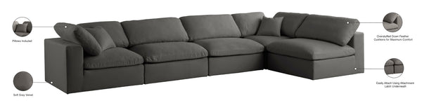 Plush Velvet / Down / Engineered Wood / Foam Contemporary Grey Velvet Standard Cloud-Like Comfort Modular Sectional - 140" W x 70" D x 32" H