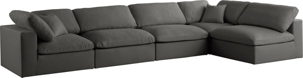 Plush Velvet / Down / Engineered Wood / Foam Contemporary Grey Velvet Standard Cloud-Like Comfort Modular Sectional - 140" W x 70" D x 32" H