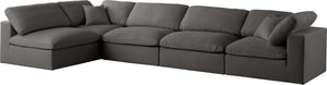 Plush Velvet / Down / Engineered Wood / Foam Contemporary Grey Velvet Standard Cloud-Like Comfort Modular Sectional - 140" W x 70" D x 32" H