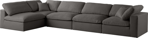 Plush Velvet / Down / Engineered Wood / Foam Contemporary Grey Velvet Standard Cloud-Like Comfort Modular Sectional - 140" W x 70" D x 32" H