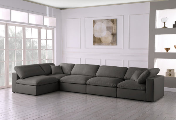 Plush Velvet / Down / Engineered Wood / Foam Contemporary Grey Velvet Standard Cloud-Like Comfort Modular Sectional - 140" W x 70" D x 32" H