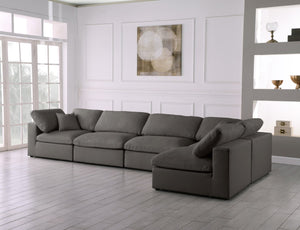 Plush Velvet / Down / Engineered Wood / Foam Contemporary Grey Velvet Standard Cloud-Like Comfort Modular Sectional - 140" W x 70" D x 32" H