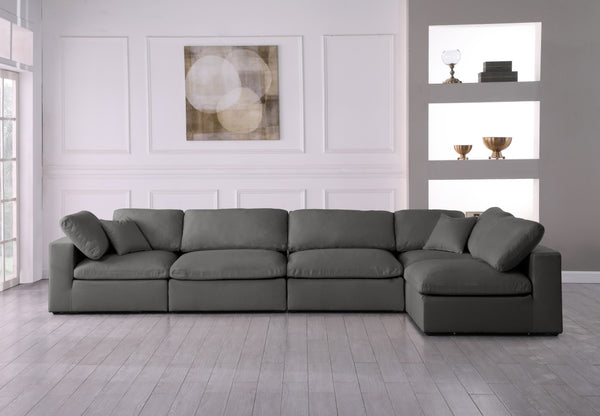 Plush Velvet / Down / Engineered Wood / Foam Contemporary Grey Velvet Standard Cloud-Like Comfort Modular Sectional - 140" W x 70" D x 32" H