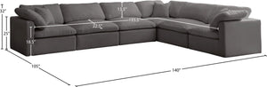 Plush Velvet / Down / Engineered Wood / Foam Contemporary Grey Velvet Standard Cloud-Like Comfort Modular Sectional - 140" W x 105" D x 32" H