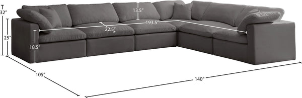 Plush Velvet / Down / Engineered Wood / Foam Contemporary Grey Velvet Standard Cloud-Like Comfort Modular Sectional - 140" W x 105" D x 32" H