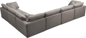 Plush Velvet / Down / Engineered Wood / Foam Contemporary Grey Velvet Standard Cloud-Like Comfort Modular Sectional - 140" W x 105" D x 32" H