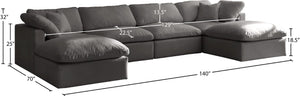 Plush Velvet / Down / Engineered Wood / Foam Contemporary Grey Velvet Standard Cloud-Like Comfort Modular Sectional - 140" W x 70" D x 32" H