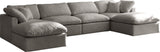 Plush Velvet / Down / Engineered Wood / Foam Contemporary Grey Velvet Standard Cloud-Like Comfort Modular Sectional - 140" W x 70" D x 32" H