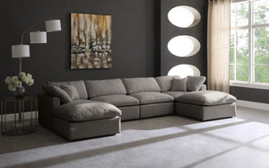 Plush Velvet / Down / Engineered Wood / Foam Contemporary Grey Velvet Standard Cloud-Like Comfort Modular Sectional - 140" W x 70" D x 32" H