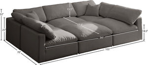 Plush Velvet / Down / Engineered Wood / Foam Contemporary Grey Velvet Standard Cloud-Like Comfort Modular Sectional - 105" W x 70" D x 32" H