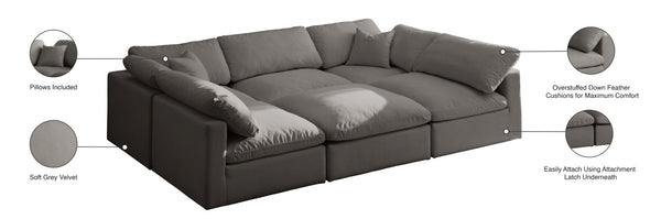 Plush Velvet / Down / Engineered Wood / Foam Contemporary Grey Velvet Standard Cloud-Like Comfort Modular Sectional - 105" W x 70" D x 32" H