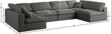 Plush Velvet / Down / Engineered Wood / Foam Contemporary Grey Velvet Standard Cloud-Like Comfort Modular Sectional - 140" W x 70" D x 32" H