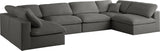 Plush Velvet / Down / Engineered Wood / Foam Contemporary Grey Velvet Standard Cloud-Like Comfort Modular Sectional - 140" W x 70" D x 32" H