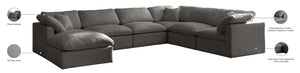 Plush Velvet / Down / Engineered Wood / Foam Contemporary Grey Velvet Standard Cloud-Like Comfort Modular Sectional - 140" W x 105" D x 32" H