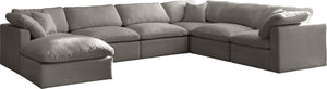 Plush Velvet / Down / Engineered Wood / Foam Contemporary Grey Velvet Standard Cloud-Like Comfort Modular Sectional - 140" W x 105" D x 32" H