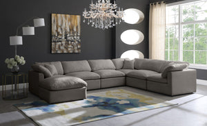 Plush Velvet / Down / Engineered Wood / Foam Contemporary Grey Velvet Standard Cloud-Like Comfort Modular Sectional - 140" W x 105" D x 32" H