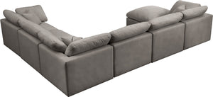 Plush Velvet / Down / Engineered Wood / Foam Contemporary Grey Velvet Standard Cloud-Like Comfort Modular Sectional - 140" W x 105" D x 32" H