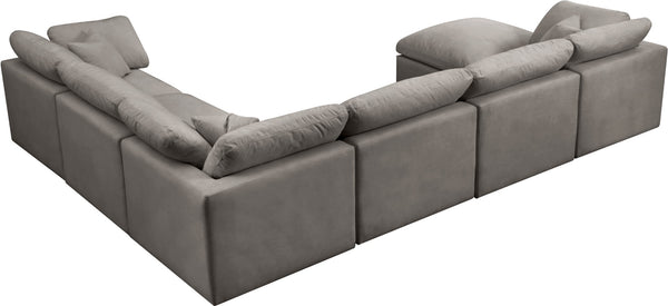 Plush Velvet / Down / Engineered Wood / Foam Contemporary Grey Velvet Standard Cloud-Like Comfort Modular Sectional - 140" W x 105" D x 32" H