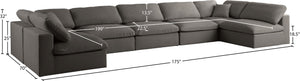 Plush Velvet / Down / Engineered Wood / Foam Contemporary Grey Velvet Standard Cloud-Like Comfort Modular Sectional - 175" W x 70" D x 32" H
