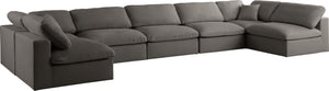 Plush Velvet / Down / Engineered Wood / Foam Contemporary Grey Velvet Standard Cloud-Like Comfort Modular Sectional - 175" W x 70" D x 32" H