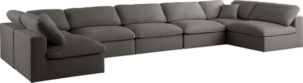 Plush Velvet / Down / Engineered Wood / Foam Contemporary Grey Velvet Standard Cloud-Like Comfort Modular Sectional - 175" W x 70" D x 32" H