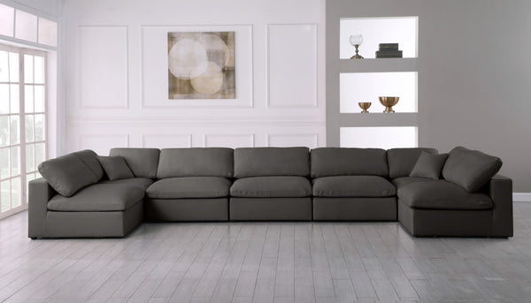 Plush Velvet / Down / Engineered Wood / Foam Contemporary Grey Velvet Standard Cloud-Like Comfort Modular Sectional - 175" W x 70" D x 32" H